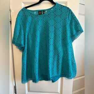 Rafaella Turquoise Lace Blouse